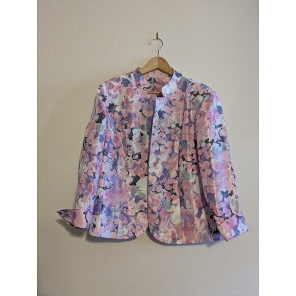 Tanjay Floral pink blazer size 14P - Picture 5 of 8